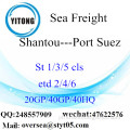 Shantou Porto Mar transporte de mercadorias para Port Suez